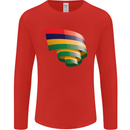 Curled Mauritius Flag Mauritians Day Football Mens Long Sleeve T-Shirt Red