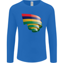 Curled Mauritius Flag Mauritians Day Football Mens Long Sleeve T-Shirt Royal Blue