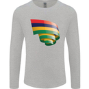 Curled Mauritius Flag Mauritians Day Football Mens Long Sleeve T-Shirt Sports Grey