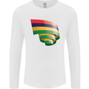 Curled Mauritius Flag Mauritians Day Football Mens Long Sleeve T-Shirt White