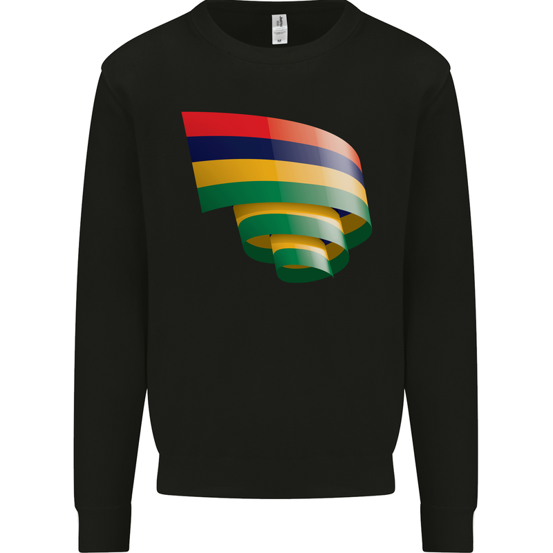 Curled Mauritius Flag Mauritians Day Football Mens Sweatshirt Jumper Black