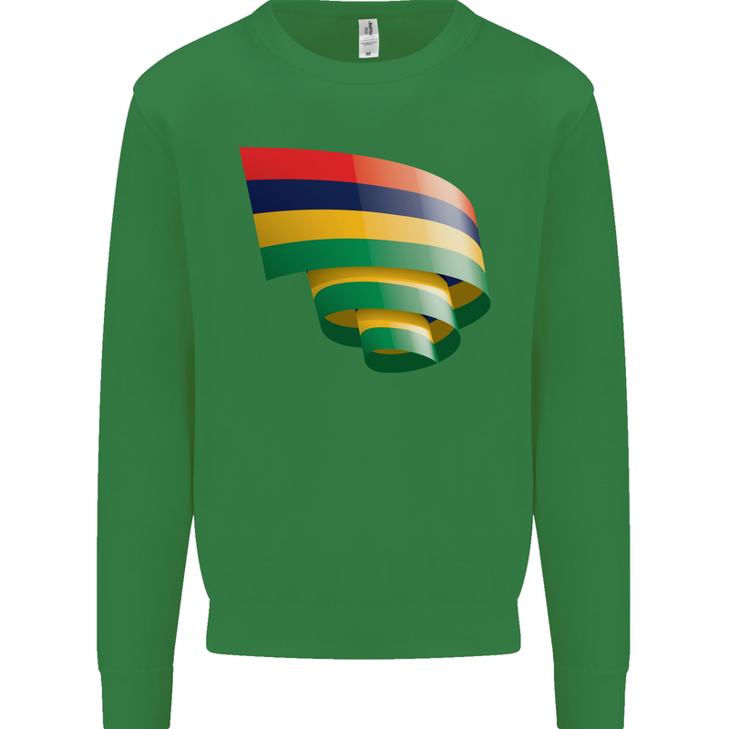 Curled Mauritius Flag Mauritians Day Football Mens Sweatshirt Jumper Irish Green