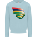 Curled Mauritius Flag Mauritians Day Football Mens Sweatshirt Jumper Light Blue