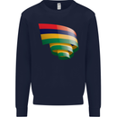 Curled Mauritius Flag Mauritians Day Football Mens Sweatshirt Jumper Navy Blue