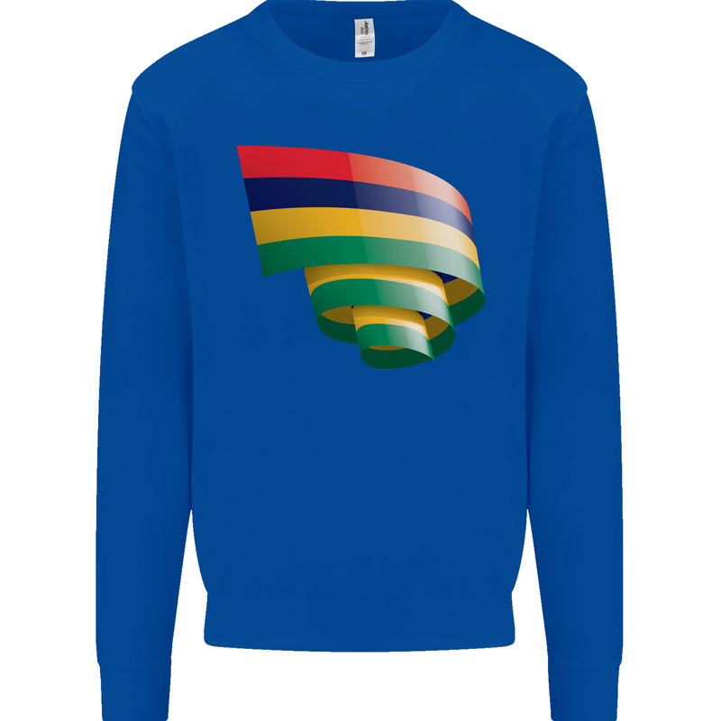 Curled Mauritius Flag Mauritians Day Football Mens Sweatshirt Jumper Royal Blue