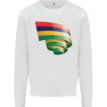 Curled Mauritius Flag Mauritians Day Football Mens Sweatshirt Jumper White