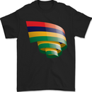 Curled Mauritius Flag Mauritians Day Football Mens T-Shirt 100% Cotton Black