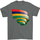 Curled Mauritius Flag Mauritians Day Football Mens T-Shirt 100% Cotton Charcoal