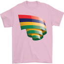 Curled Mauritius Flag Mauritians Day Football Mens T-Shirt 100% Cotton Light Pink