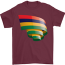 Curled Mauritius Flag Mauritians Day Football Mens T-Shirt 100% Cotton Maroon