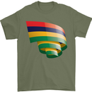 Curled Mauritius Flag Mauritians Day Football Mens T-Shirt 100% Cotton Military Green