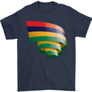 Curled Mauritius Flag Mauritians Day Football Mens T-Shirt 100% Cotton Navy Blue