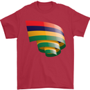 Curled Mauritius Flag Mauritians Day Football Mens T-Shirt 100% Cotton Red