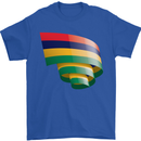 Curled Mauritius Flag Mauritians Day Football Mens T-Shirt 100% Cotton Royal Blue