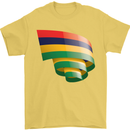 Curled Mauritius Flag Mauritians Day Football Mens T-Shirt 100% Cotton Yellow