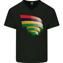 Curled Mauritius Flag Mauritians Day Football Mens V-Neck Cotton T-Shirt Black