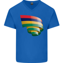 Curled Mauritius Flag Mauritians Day Football Mens V-Neck Cotton T-Shirt Royal Blue