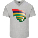 Curled Mauritius Flag Mauritians Day Football Mens V-Neck Cotton T-Shirt Sports Grey