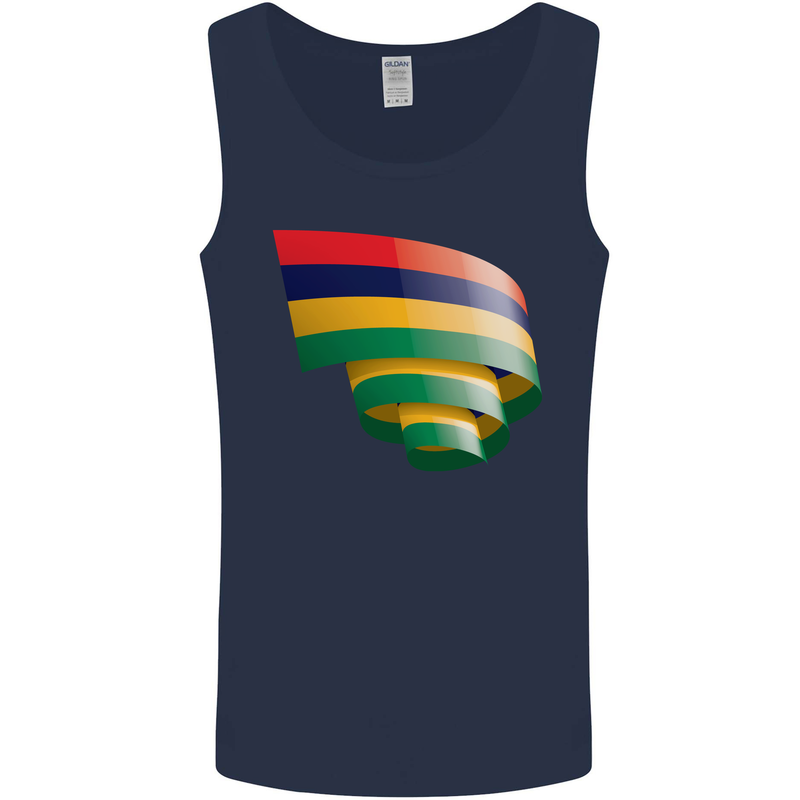 Curled Mauritius Flag Mauritians Day Football Mens Vest Tank Top Navy Blue
