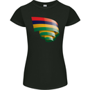 Curled Mauritius Flag Mauritians Day Football Womens Petite Cut T-Shirt Black