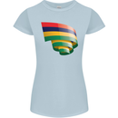 Curled Mauritius Flag Mauritians Day Football Womens Petite Cut T-Shirt Light Blue