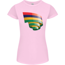 Curled Mauritius Flag Mauritians Day Football Womens Petite Cut T-Shirt Light Pink