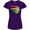 Curled Mauritius Flag Mauritians Day Football Womens Petite Cut T-Shirt Purple