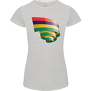 Curled Mauritius Flag Mauritians Day Football Womens Petite Cut T-Shirt Sports Grey