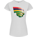 Curled Mauritius Flag Mauritians Day Football Womens Petite Cut T-Shirt White