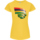 Curled Mauritius Flag Mauritians Day Football Womens Petite Cut T-Shirt Yellow