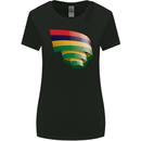 Curled Mauritius Flag Mauritians Day Football Womens Wider Cut T-Shirt Black