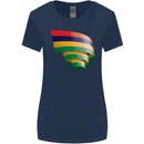 Curled Mauritius Flag Mauritians Day Football Womens Wider Cut T-Shirt Navy Blue
