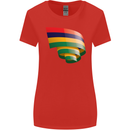 Curled Mauritius Flag Mauritians Day Football Womens Wider Cut T-Shirt Red