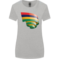 Curled Mauritius Flag Mauritians Day Football Womens Wider Cut T-Shirt Sports Grey