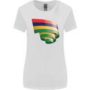 Curled Mauritius Flag Mauritians Day Football Womens Wider Cut T-Shirt White