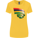 Curled Mauritius Flag Mauritians Day Football Womens Wider Cut T-Shirt Yellow