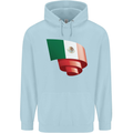 Curled Mexico Flag Mexican Day Football Childrens Kids Hoodie Light Blue