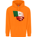 Curled Mexico Flag Mexican Day Football Childrens Kids Hoodie Orange