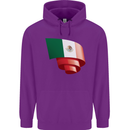 Curled Mexico Flag Mexican Day Football Childrens Kids Hoodie Purple