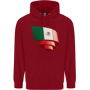 Curled Mexico Flag Mexican Day Football Childrens Kids Hoodie Red