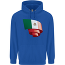Curled Mexico Flag Mexican Day Football Childrens Kids Hoodie Royal Blue