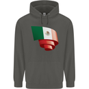Curled Mexico Flag Mexican Day Football Childrens Kids Hoodie Storm Grey