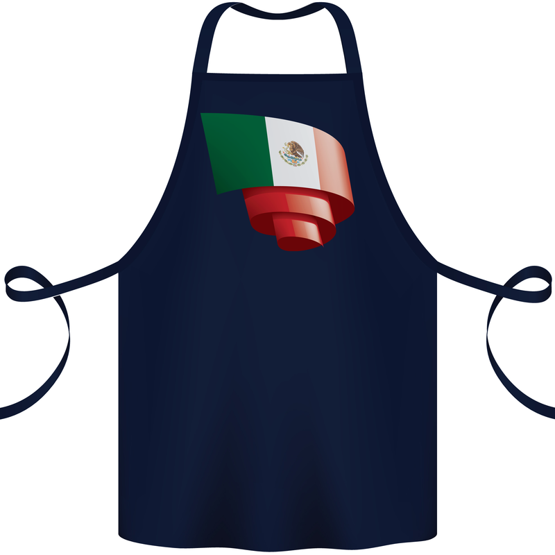 Curled Mexico Flag Mexican Day Football Cotton Apron 100% Organic Navy Blue