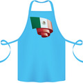 Curled Mexico Flag Mexican Day Football Cotton Apron 100% Organic Turquoise