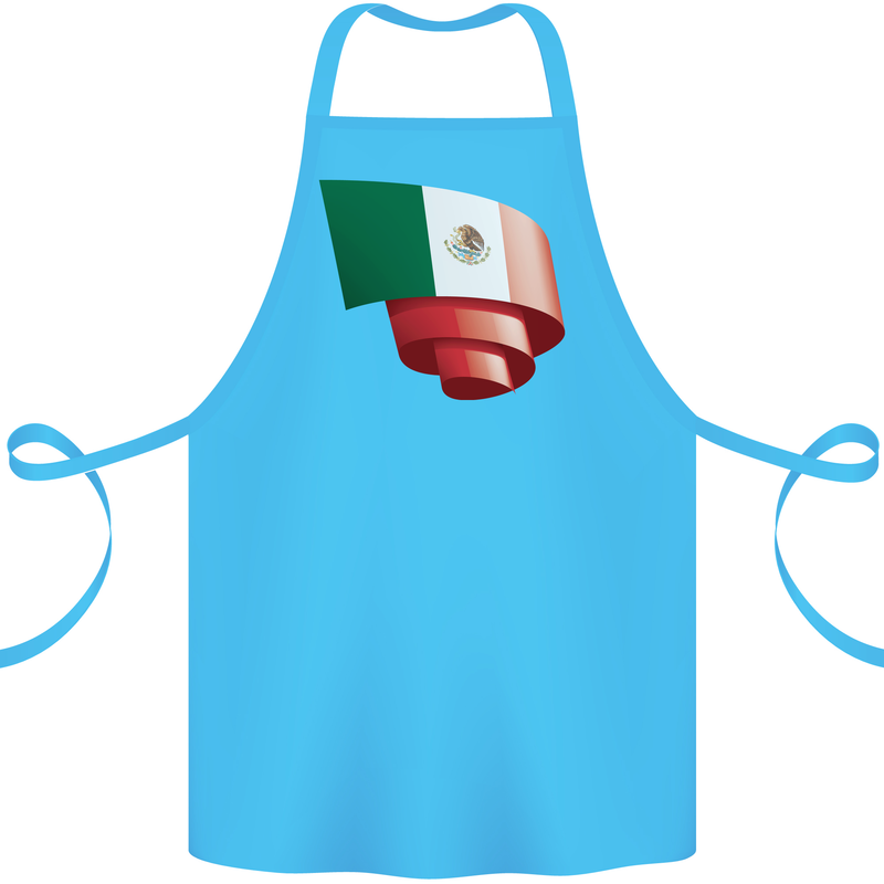 Curled Mexico Flag Mexican Day Football Cotton Apron 100% Organic Turquoise