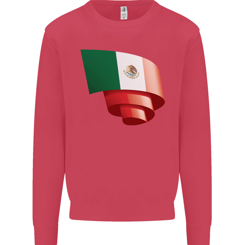 Curled Mexico Flag Mexican Day Football Kids Sweatshirt Jumper Heliconia