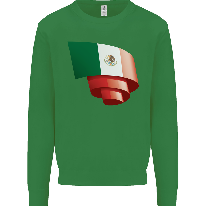 Curled Mexico Flag Mexican Day Football Kids Sweatshirt Jumper Irish Green