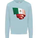 Curled Mexico Flag Mexican Day Football Kids Sweatshirt Jumper Light Blue
