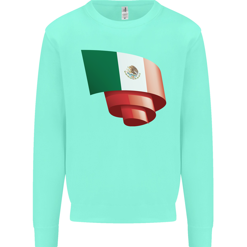 Curled Mexico Flag Mexican Day Football Kids Sweatshirt Jumper Peppermint
