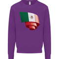 Curled Mexico Flag Mexican Day Football Kids Sweatshirt Jumper Purple